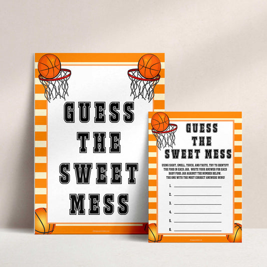 Basketball baby shower games, guess the sweet mess, baby game, printable baby games, basket baby games, baby shower games, basketball baby shower idea, fun baby games, popular baby games