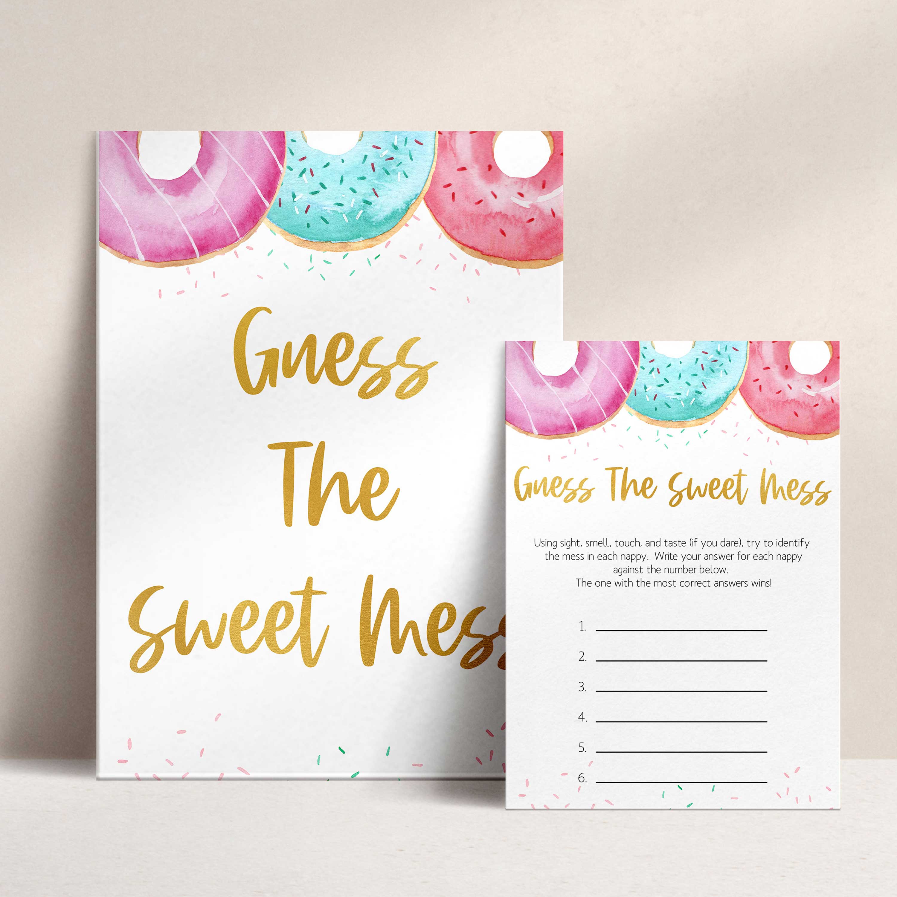 Guessing The Sweet Raffle Guess The Sweet Mess - Donut Printable Baby Shower Games ...