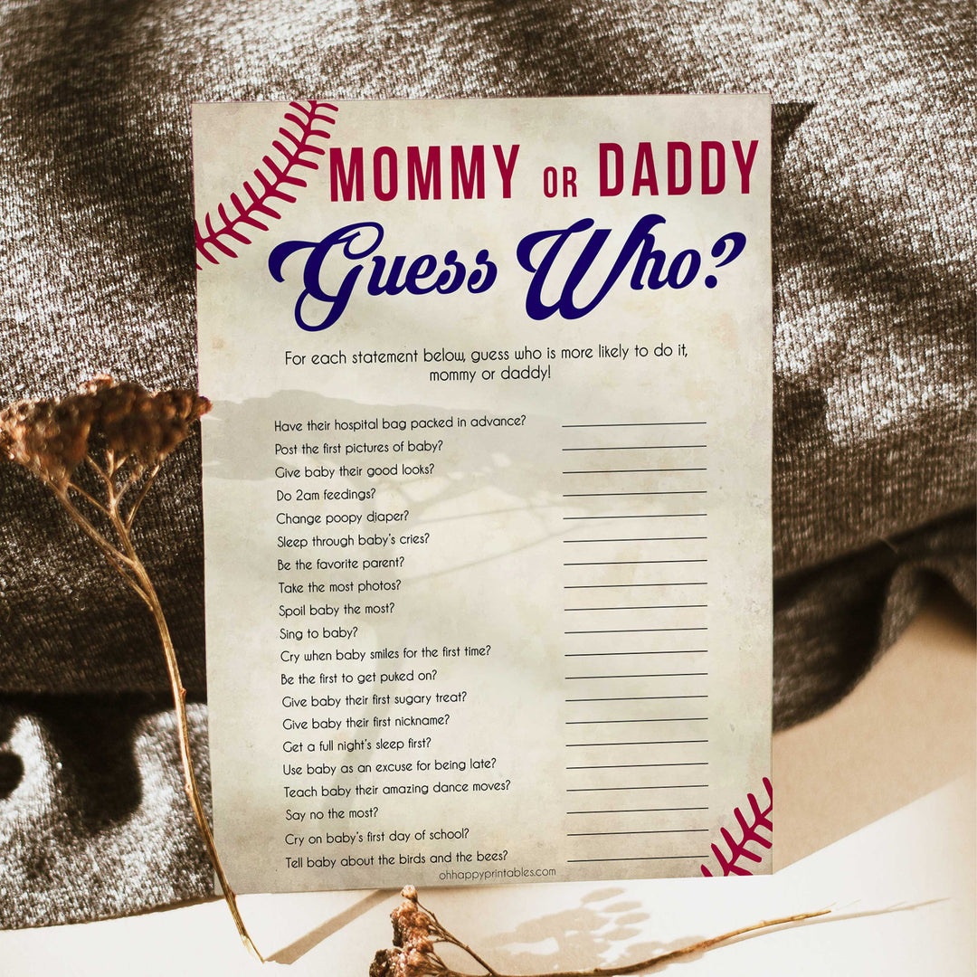baseball guess who baby shower games, baseball baby shower games, fun baby shower games, popular baby shower games, printable baby shower games
