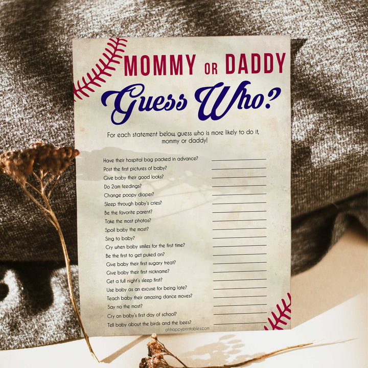 baseball guess who baby shower games, baseball baby shower games, fun baby shower games, popular baby shower games, printable baby shower games