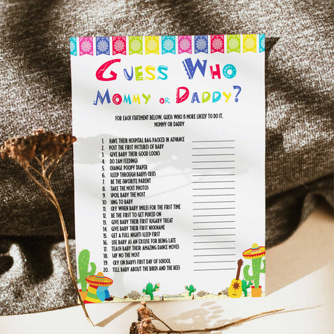 guess who mommy or daddy game, Printable baby shower games, Mexican fiesta fun baby games, baby shower games, fun baby shower ideas, top baby shower ideas, fiesta shower baby shower, fiesta baby shower ideas