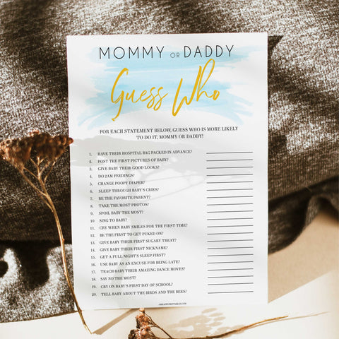 Blue swash, guess who mommy or daddy baby games, baby shower games, printable baby games, fun baby games, boy baby shower games, baby games, fun baby shower ideas, baby shower ideas, boy baby games, blue baby shower