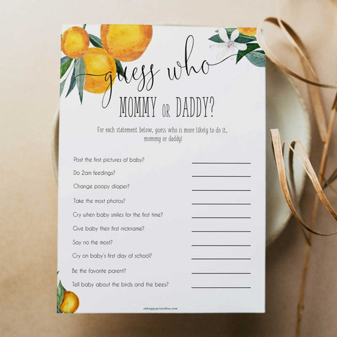guess who said it baby game, Printable baby shower games, little cutie baby games, baby shower games, fun baby shower ideas, top baby shower ideas, little cutie baby shower, baby shower games, fun little cutie baby shower ideas, citrus baby shower games, citrus baby shower, orange baby shower
