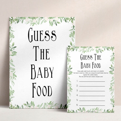 Green Leaf Baby Shower Guess The Baby Food, Printable Baby Shower Games, Guess The Baby Food, Baby Shower Games, Guess The Baby Food, printable baby games, fun baby games, popular baby games