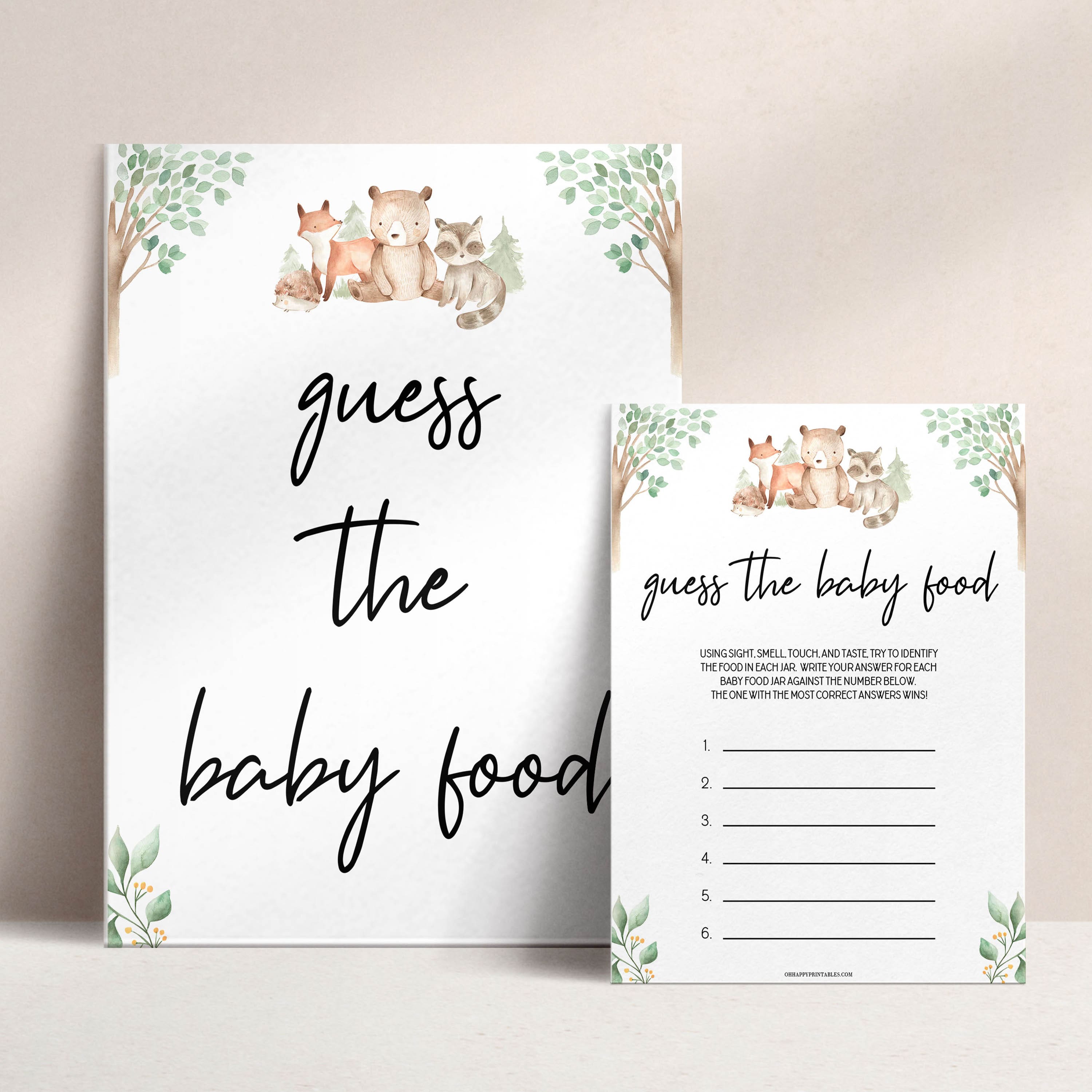 guess the baby food game, Printable baby shower games, woodland animals baby games, baby shower games, fun baby shower ideas, top baby shower ideas, woodland baby shower, baby shower games, fun woodland animals baby shower ideas