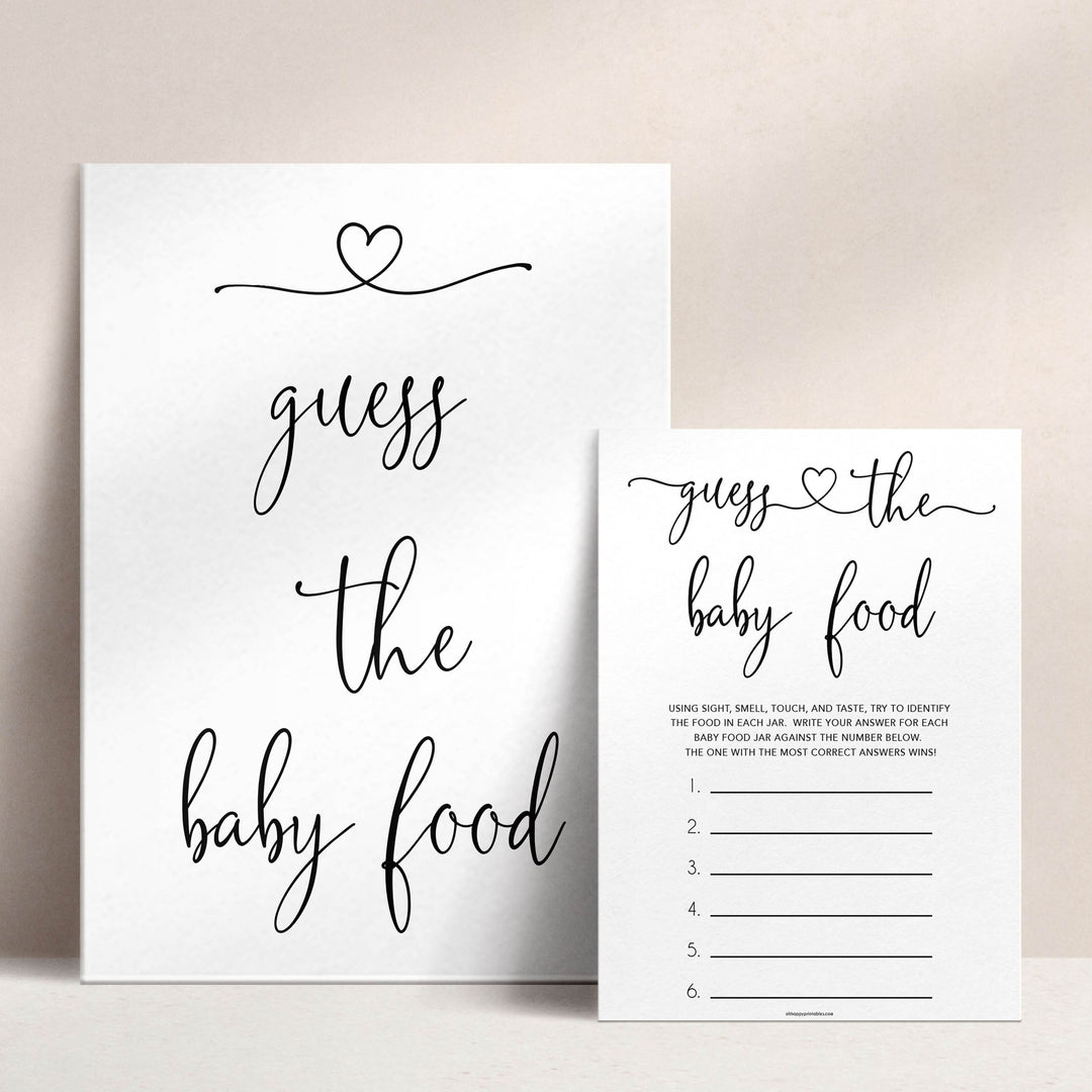 Minimalist baby shower games, guess the baby food baby games, 10 baby game bundles, fun baby games, printable baby games, top baby games, popular baby games, labor or porn games, neutral baby games, gender reveal games