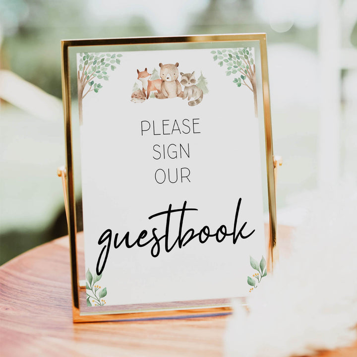 guestbook table sign, Woodland animals baby decor, printable baby table signs, printable baby decor, baby woodland animals table signs, fun baby signs, baby woodland animals fun baby table signs