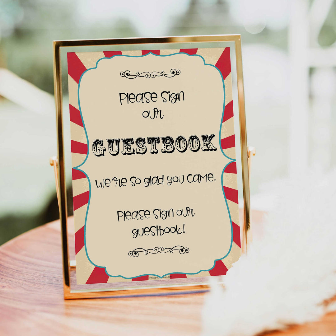 guestbook baby table sign, guestbook baby decor sign, Circus baby decor, printable baby table signs, printable baby decor, carnival table signs, fun baby signs, circus fun baby table signs