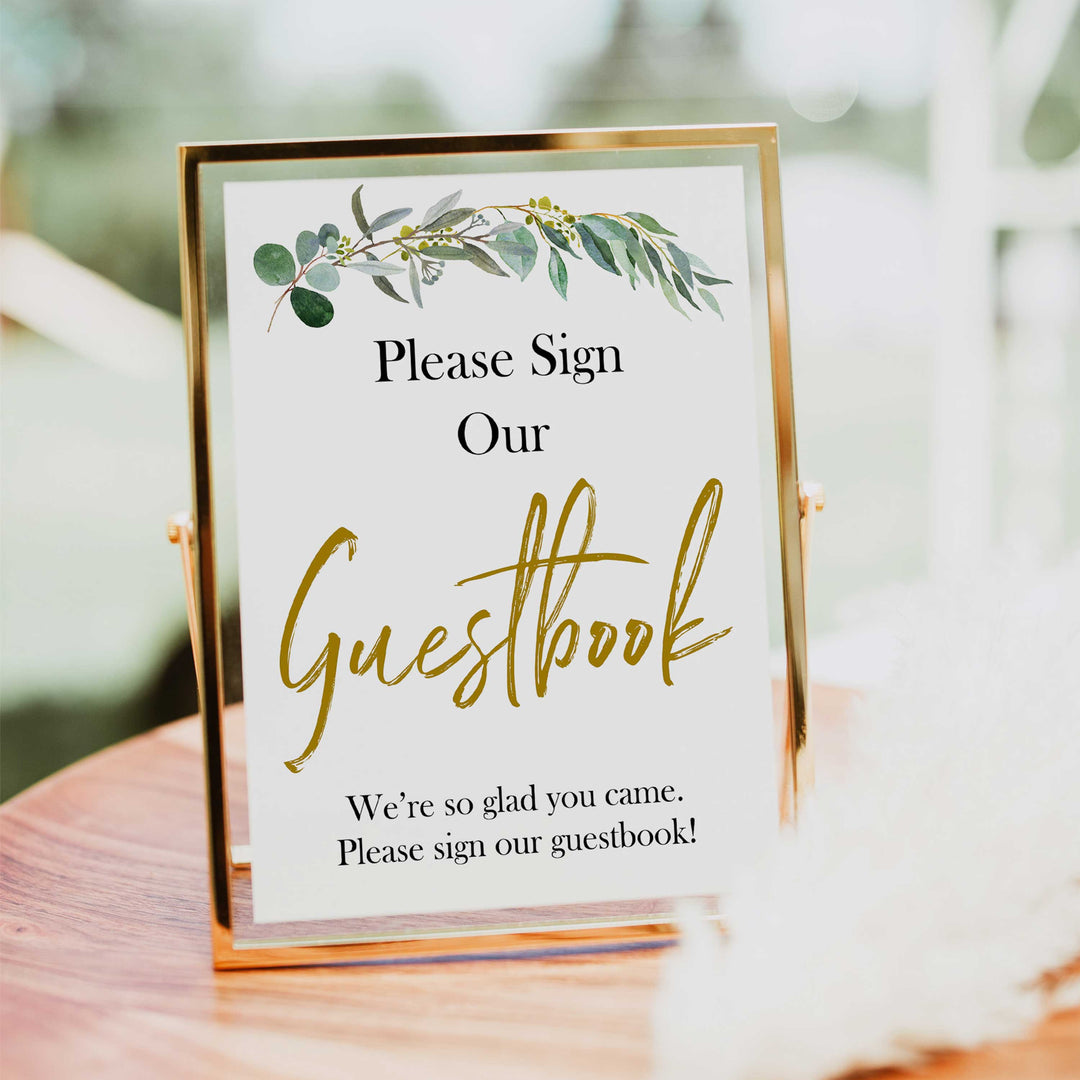 eucalyptus baby signs, guestbook baby signs, printable baby signs, botanical baby signs, baby shower decor, fun baby signs