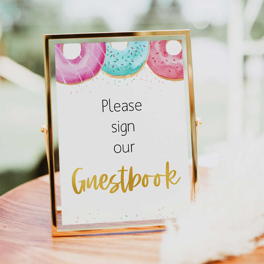 guestbook baby shower table sign, Donut baby decor, printable baby table signs, printable baby decor, baby sprinkles table signs, fun baby signs, baby donut fun baby table signs