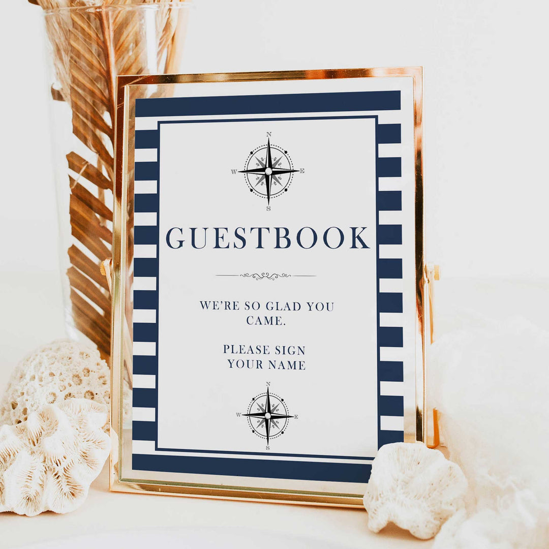 nautical guestbook baby sign, printable baby signs, guestbook baby signs, printable baby shower games, fun baby signs, ahoy its a boy sign