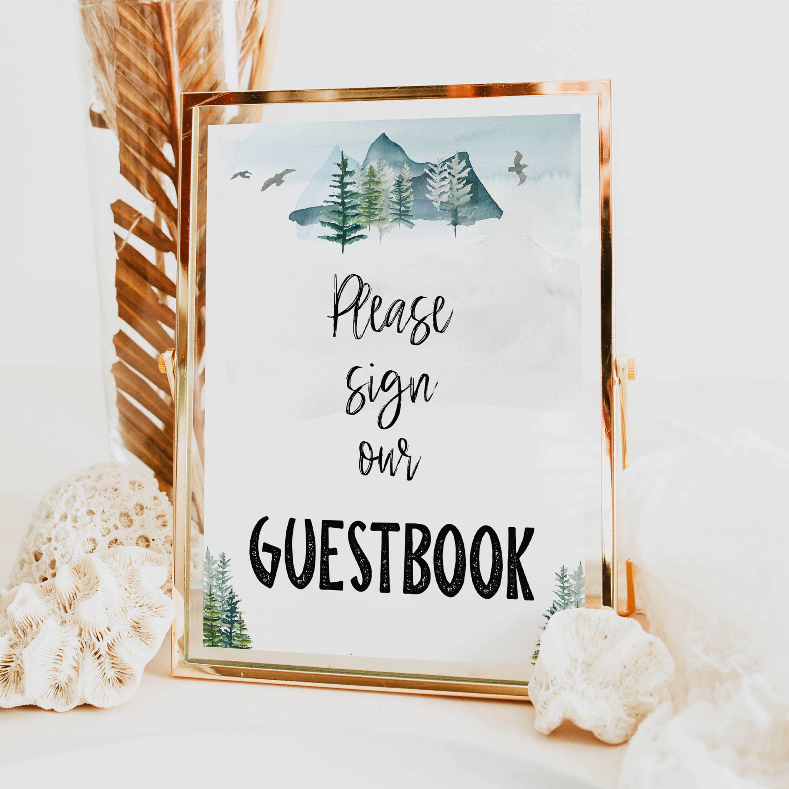 Guestbook Sign - Adventure Awaits Printable Baby Shower Signs ...
