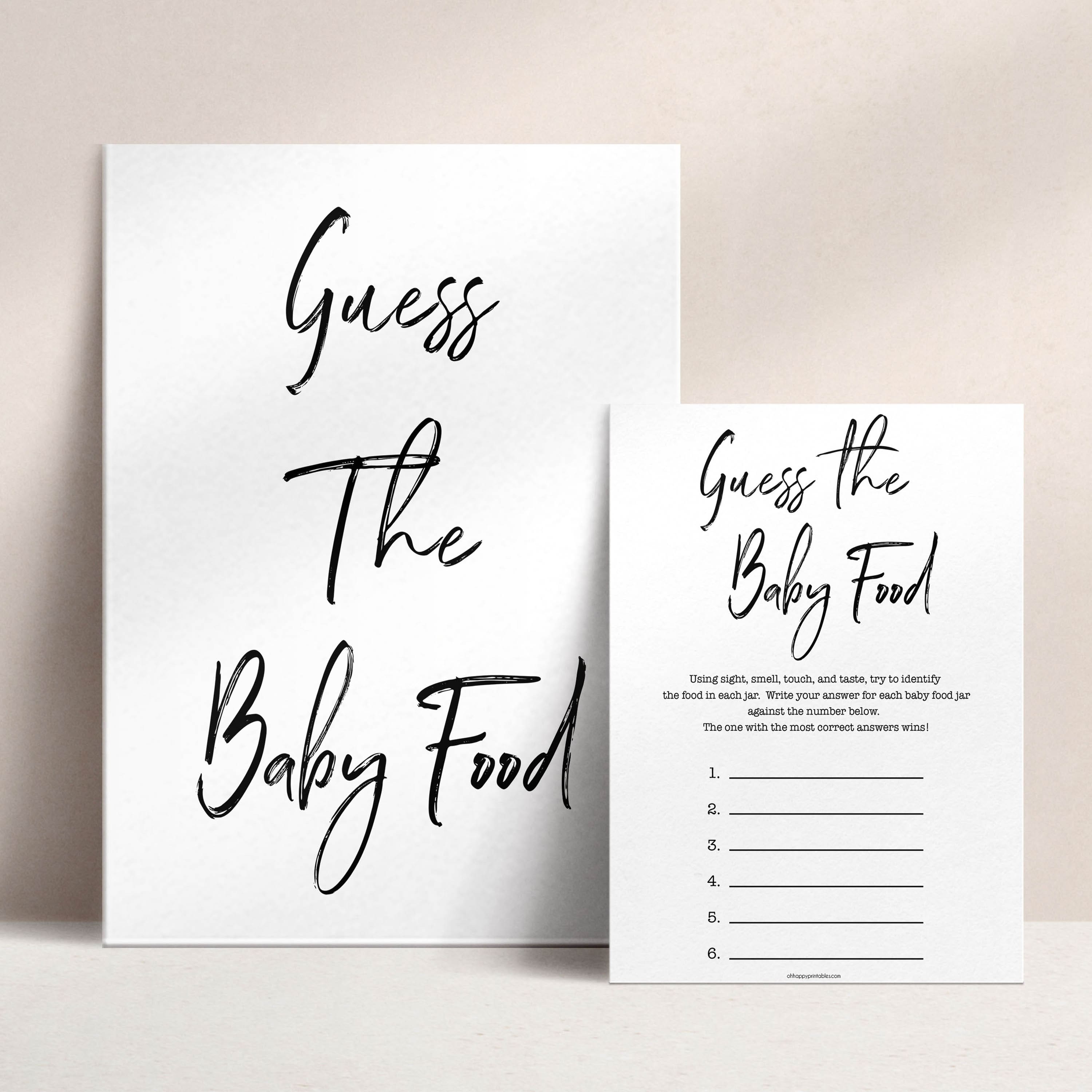 White Gender Neutral Baby Shower Guess The Baby Food, White Baby Shower Guess The Baby Food, White Baby Shower Games, Guess The Baby Food , fun baby games, popular baby game