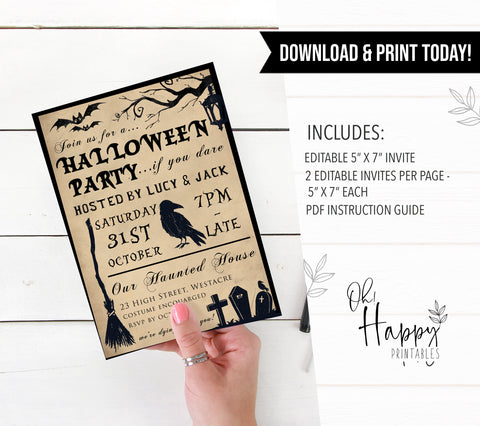 vintage halloween invitation, halloween printable invitations, editable halloween invitations, fun halloween invites, halloween invites, halloween ideas