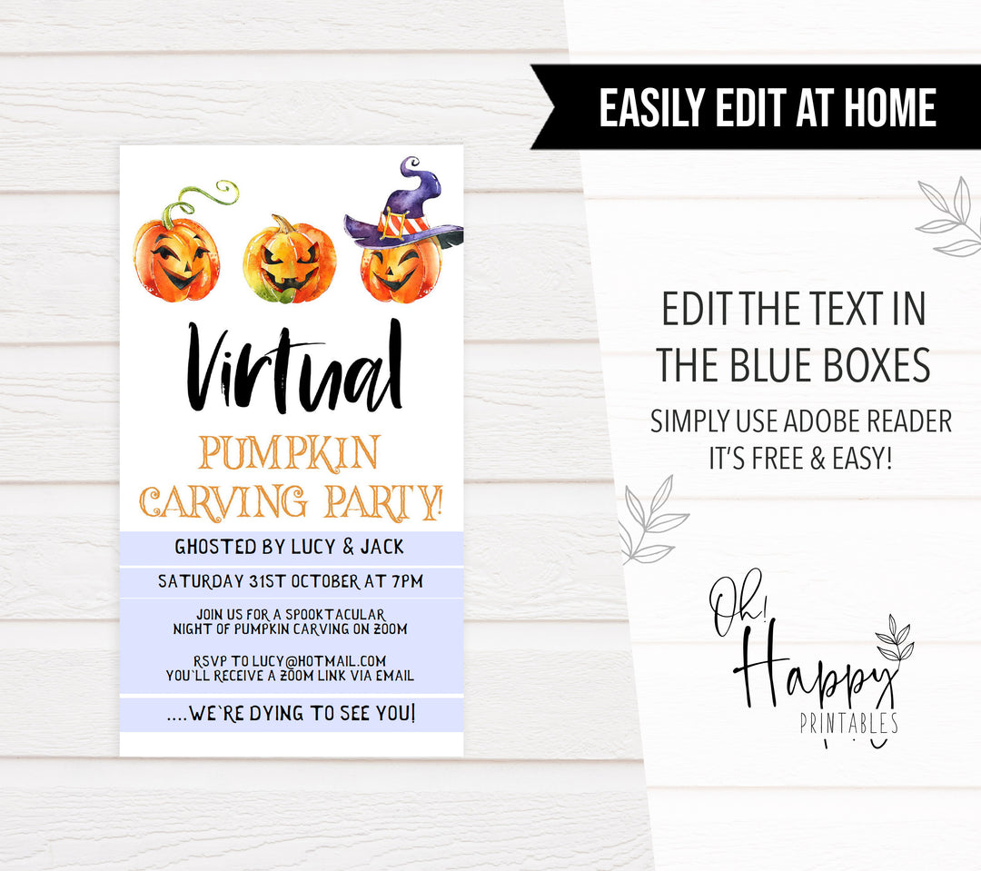 virtual pumpkin carving, virtual halloween invitation, halloween invitations, editable halloween invitations, cell phone halloween invitations, spooky halloween invitations, drink up witches