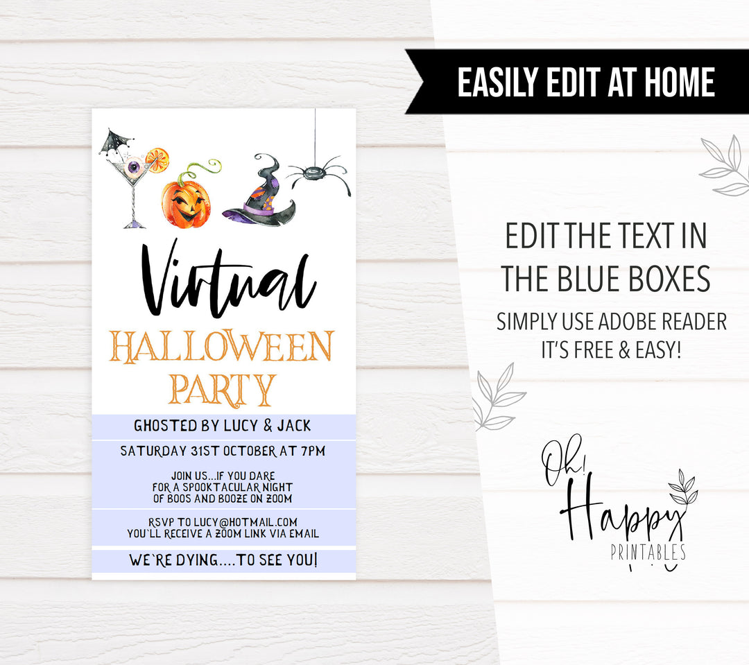 virtual halloween invitation, halloween invitations, editable halloween invitations, cell phone halloween invitations, spooky halloween invitations, drink up witches