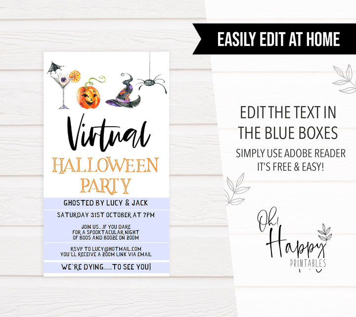 virtual halloween invitation, halloween invitations, editable halloween invitations, cell phone halloween invitations, spooky halloween invitations, drink up witches