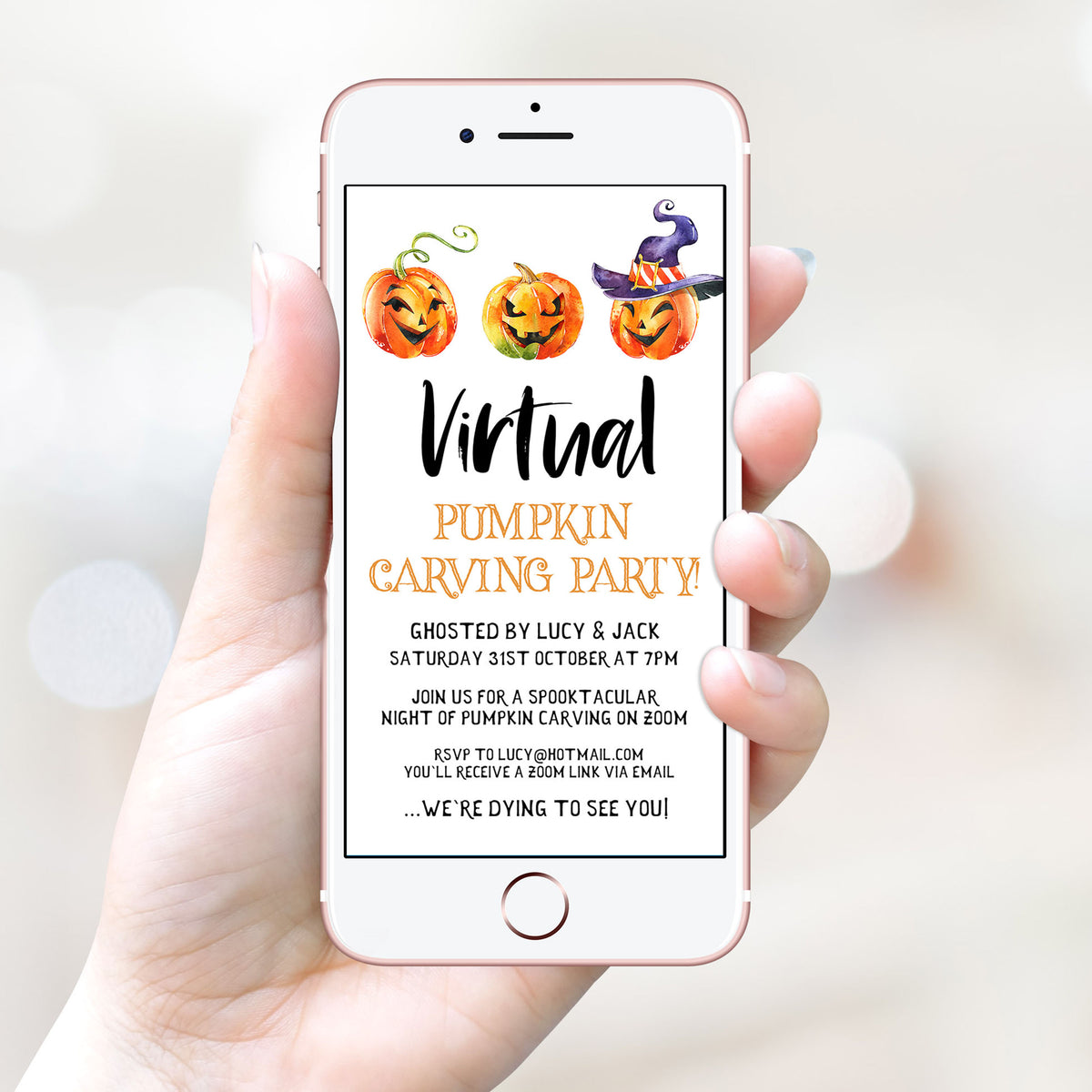 virtual pumpkin carving, virtual halloween invitation, halloween invitations, editable halloween invitations, cell phone halloween invitations, spooky halloween invitations, drink up witches