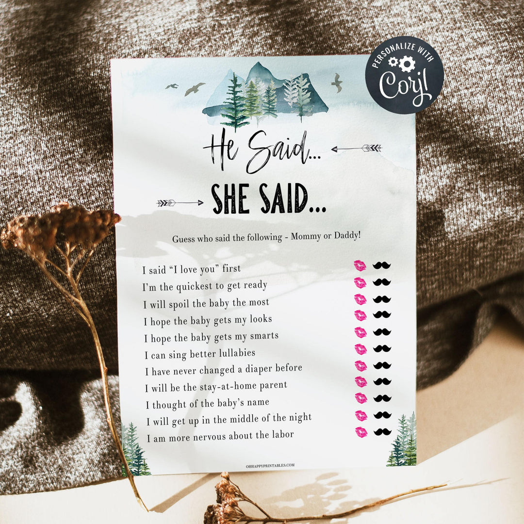 he said she said baby game, Printable baby shower games, adventure awaits baby games, baby shower games, fun baby shower ideas, top baby shower ideas, adventure awaits baby shower, baby shower games, fun adventure baby shower ideas