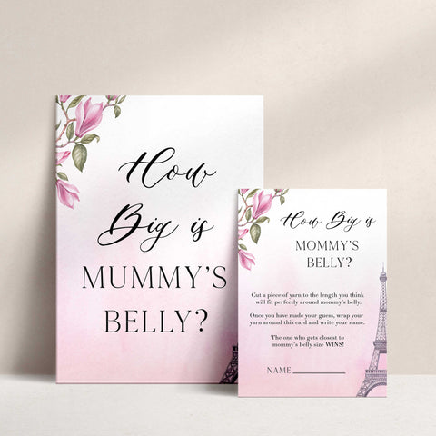 how big is mommys belly, Paris baby shower games, printable baby shower games, Parisian baby shower games, fun baby shower games