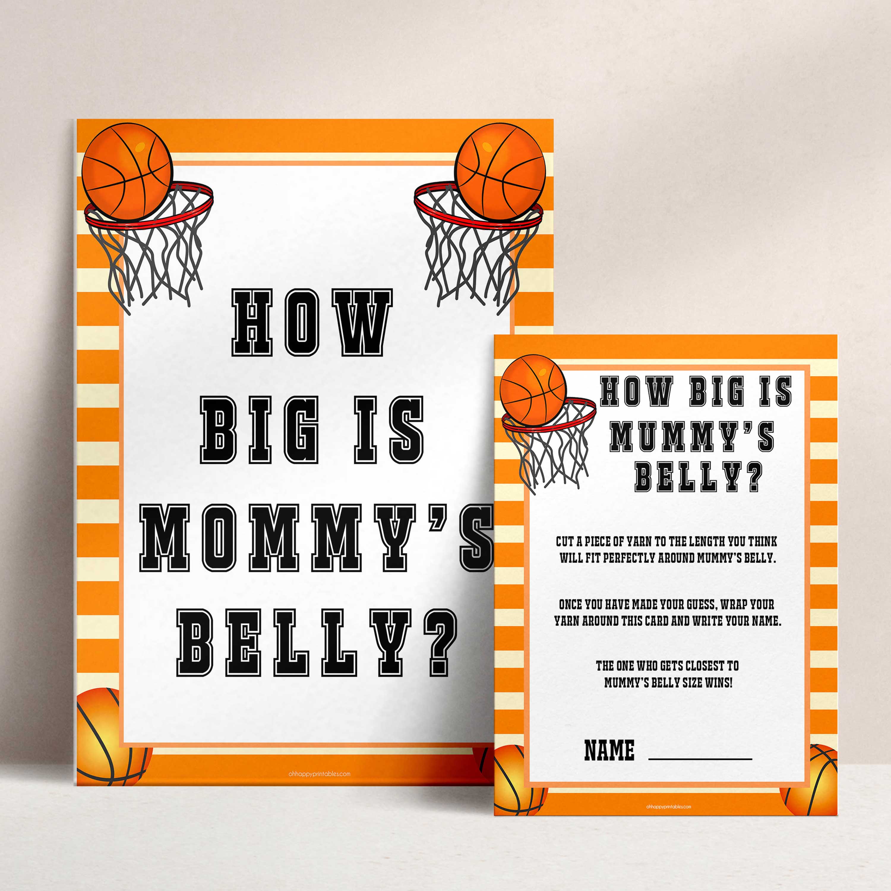 Basketball baby shower games, how big is mommys belly baby game, printable baby games, basket baby games, baby shower games, basketball baby shower idea, fun baby games, popular baby games