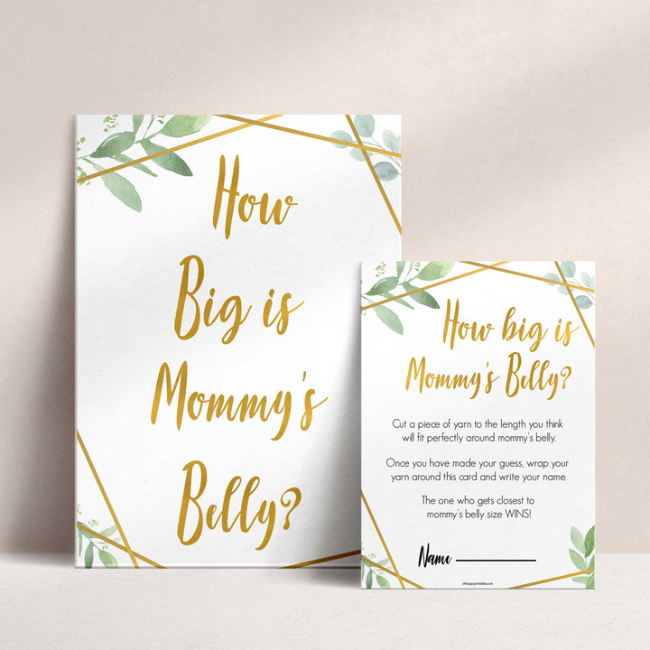 gold geometric how big is mummys belly baby shower games, printable baby shower games, fun baby games, popular baby games, gold baby games