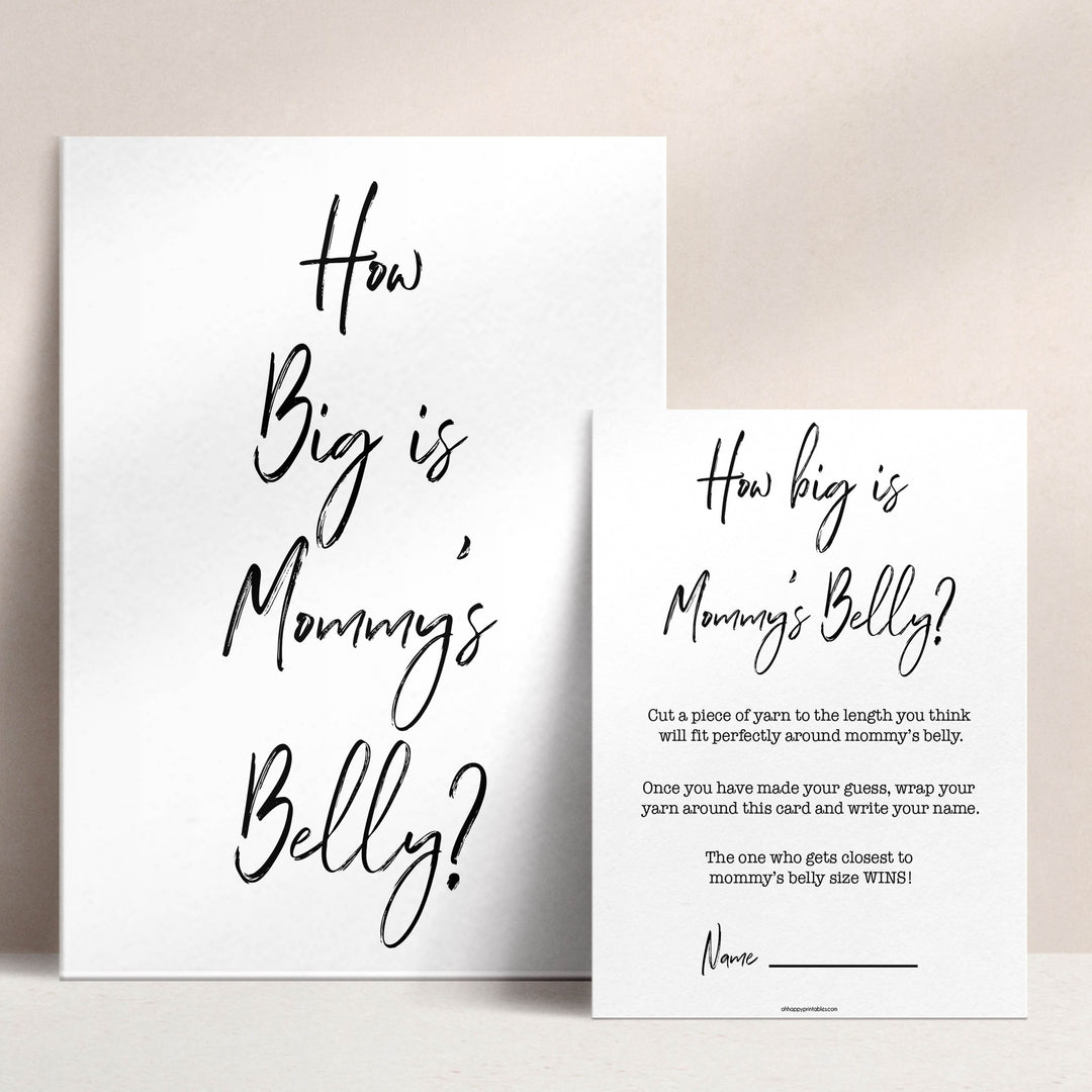 White Gender Neutral How Big Is Mommy's Belly, Mommys Belly Game, Baby Shower Games, Baby Games, White Guess Mommys Belly, Baby Games, fun baby games, popular baby games