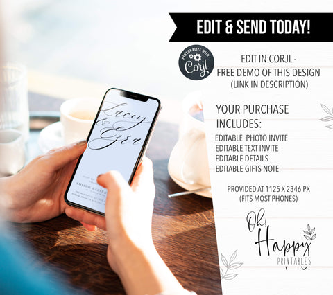 editable mobile wedding invitation suite, CALLIGRAPHY editable wedding invitation suite, editable wedding stationery, printable wedding stationery, modern wedding items, wedding save the dates