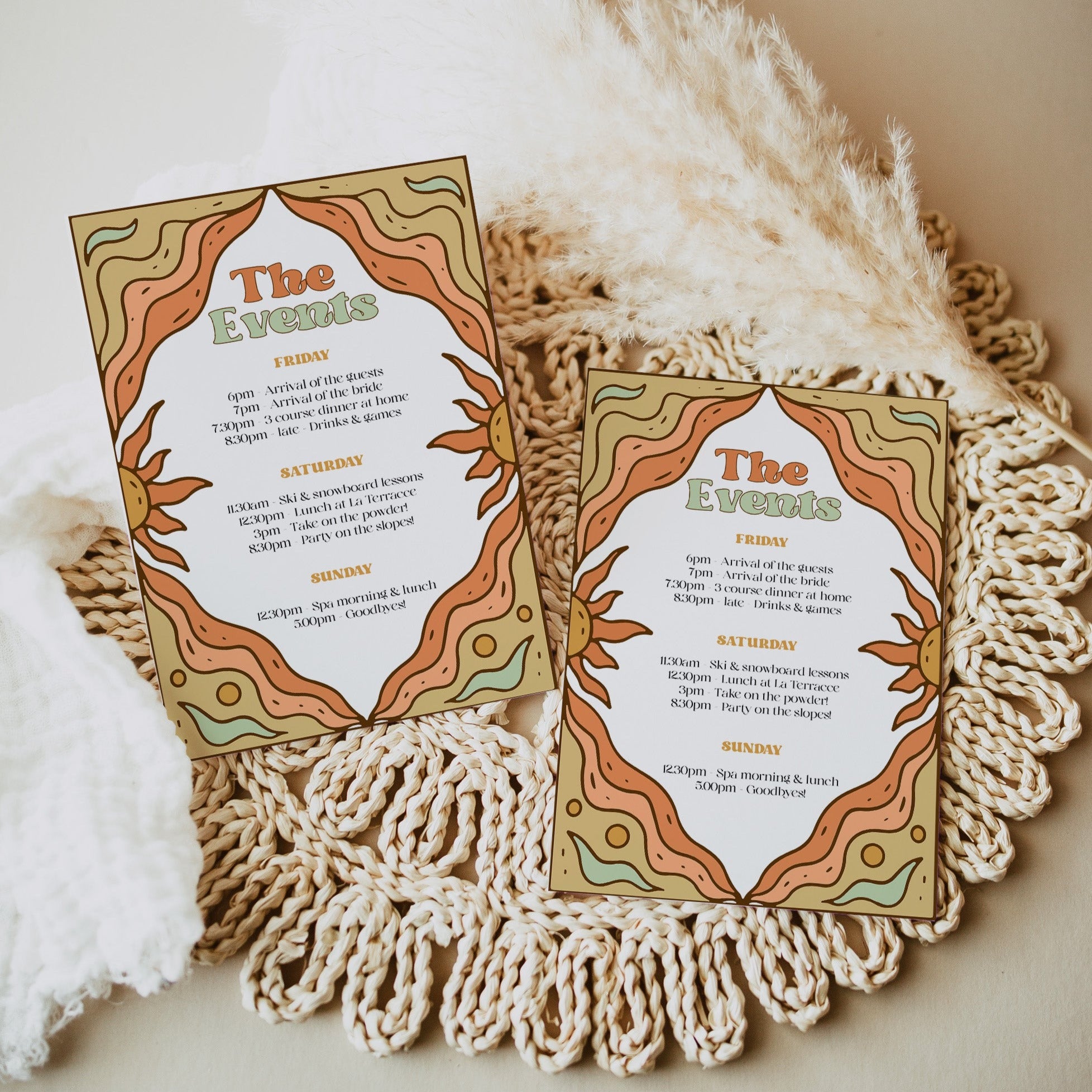 60s Gypsy Boho-inspired editable bridal shower itinerary is the perfect way to add a touch of free-spirited charm to your special day