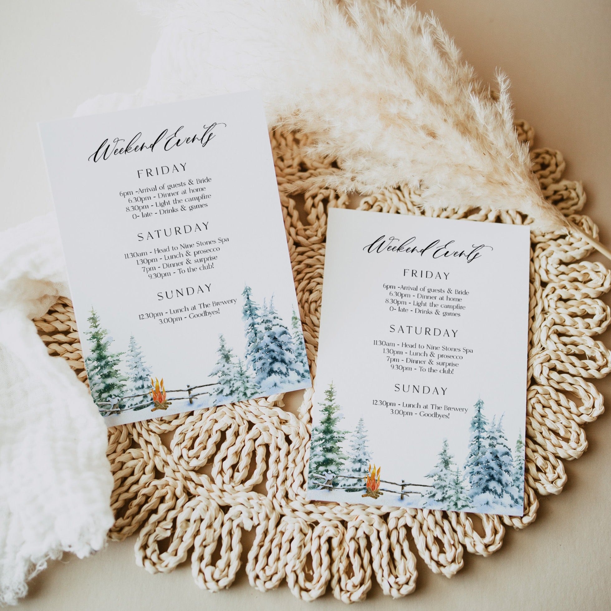 Fully editable and printable mountain cabin invitation with a mountain design. Perfect for a snowy cabin mountain bridal shower