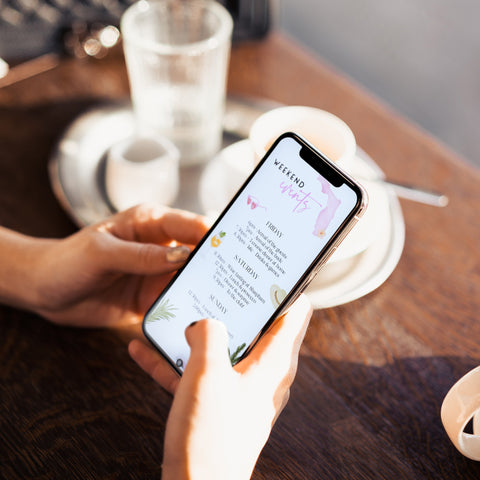 Fully editable and printable mobile itinerary with a miami design. Perfect for a miami, Bachelorette themed party