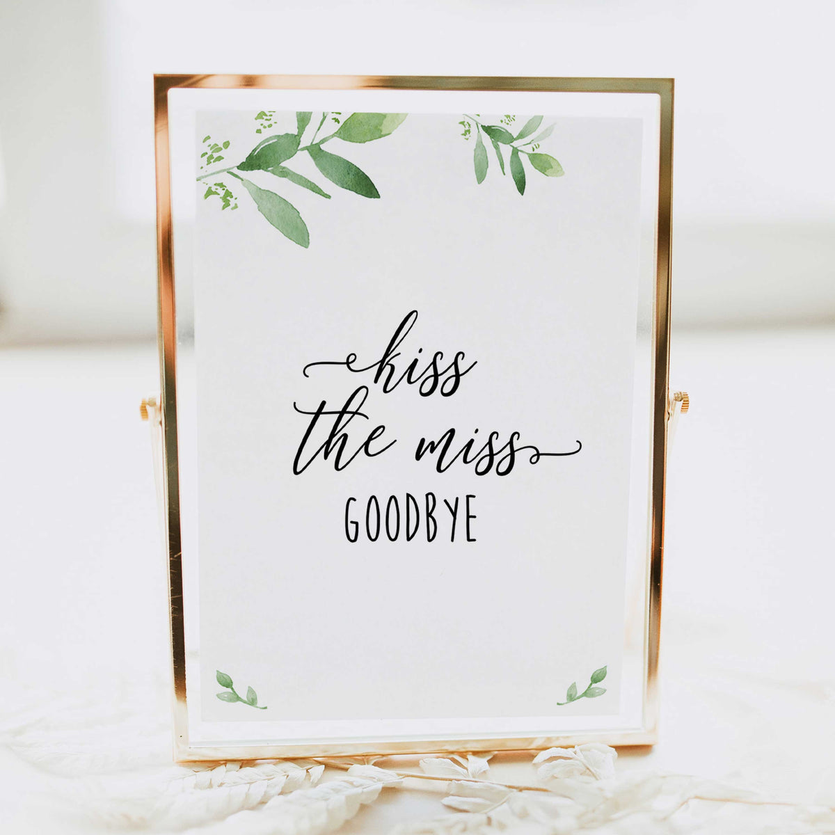 kiss-the-miss-goodbye-print-greenery-shop-bridal-shower-games-ohhappyprintables for Free Printable Bridal Shower Kiss The Miss Goodbye Kiss the Miss Goodbye Print Greenery | Shop Bridal Shower Games – OhHappyPrintables for Free Printable Bridal Shower Kiss The Miss Goodbye