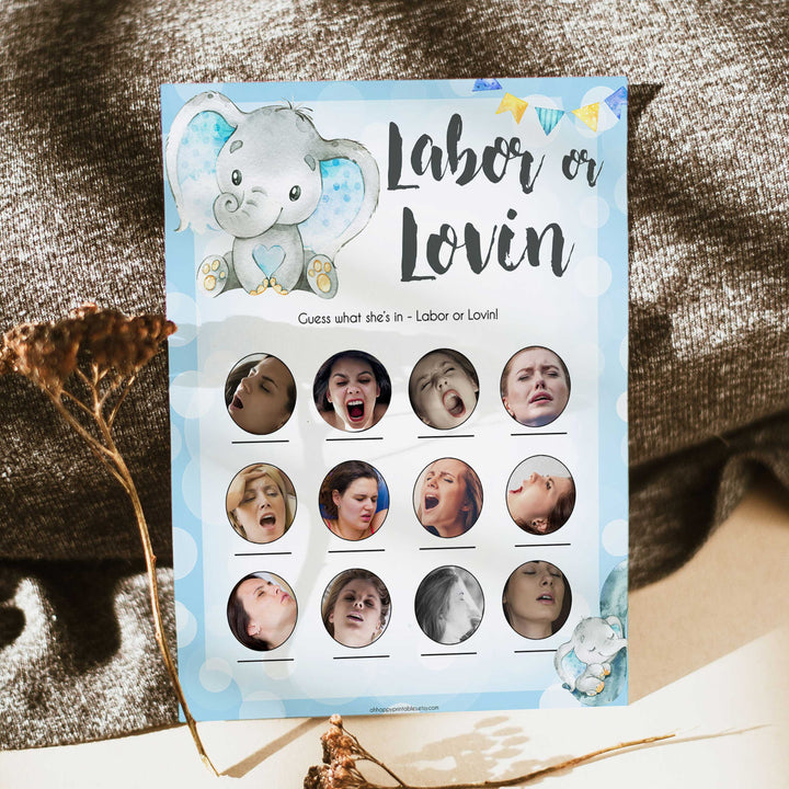 Blue elephant baby games, labour or lovin, labor or porn, elephant baby games, printable baby games, top baby games, best baby shower games, baby shower ideas, fun baby games, elephant baby shower
