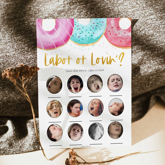 labor or lovin, porn or labor game, Printable baby shower games, donut baby games, baby shower games, fun baby shower ideas, top baby shower ideas, donut sprinkles baby shower, baby shower games, fun donut baby shower ideas