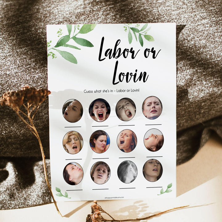 Labour or lovin Game botanical theme, labor or lovin baby shower games, baby shower games, funny baby shower games, sex face baby shower games, botanical baby shower, its a boy