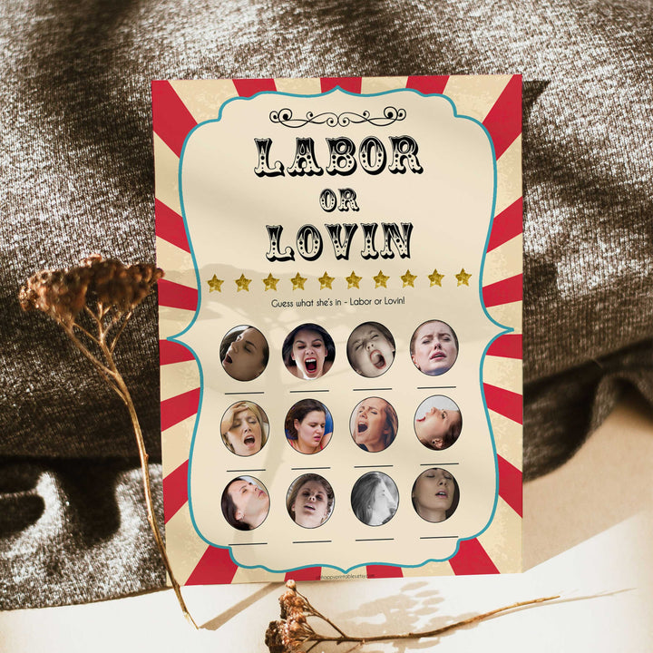 Circus labor or lovin, labor or porn baby shower games, circus baby games, carnival baby games, printable baby games, fun baby games, popular baby games, carnival baby shower, carnival theme