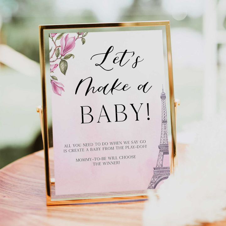 lets make a baby game, Paris baby shower games, printable baby shower games, Parisian baby shower games, fun baby shower games