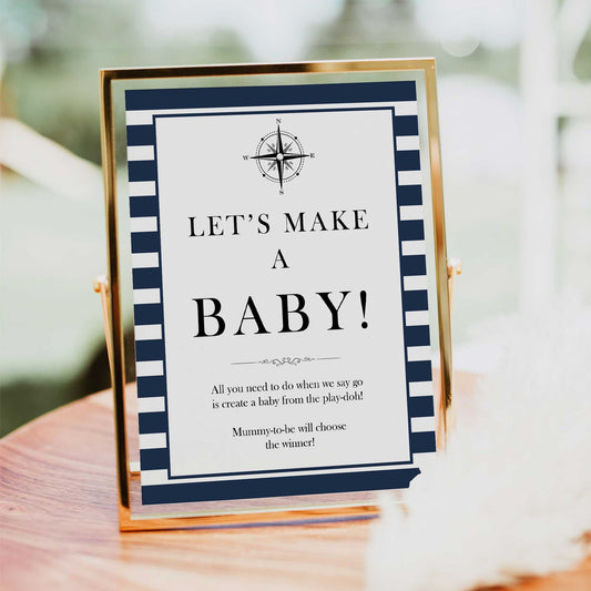 Lets make a baby sign, lets make a baby game, Printable baby shower games, nautical baby shower games, nautical baby games, fun baby shower games, top baby shower ideas