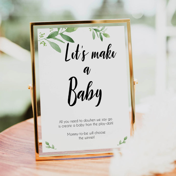 Lets Make A Baby Game, Printable baby shower games, botanical baby shower games, floral baby shower ideas, fun baby shower ideas