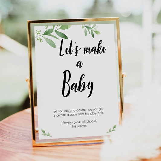 Lets Make A Baby Game, Printable baby shower games, botanical baby shower games, floral baby shower ideas, fun baby shower ideas