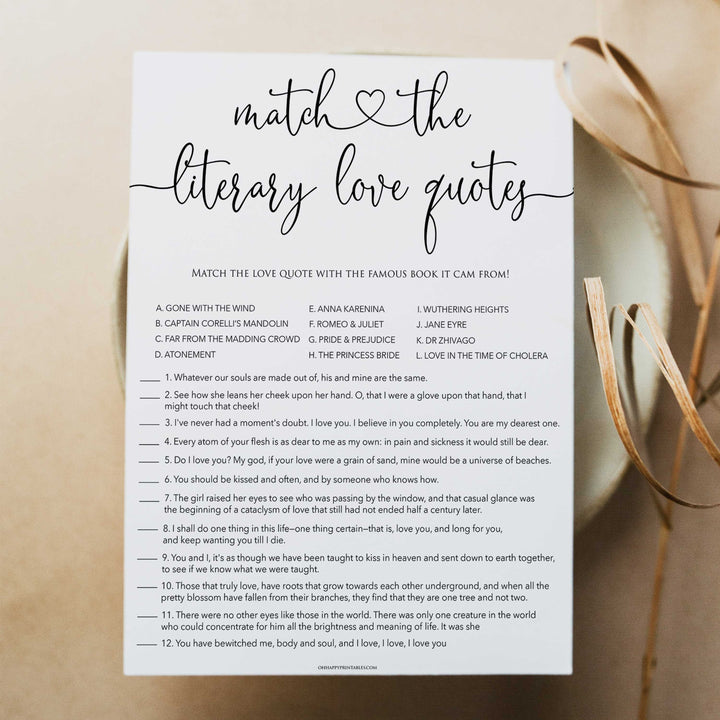 minimalist bachelorette games, literary love quotes, bridal shower games bundle, dirty bridal games, printable bridal games, bridal shower games, hen party hames, bachelorette games