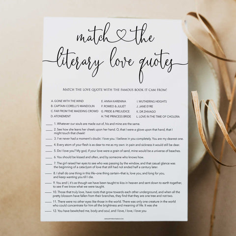 minimalist bachelorette games, literary love quotes, bridal shower games bundle, dirty bridal games, printable bridal games, bridal shower games, hen party hames, bachelorette games