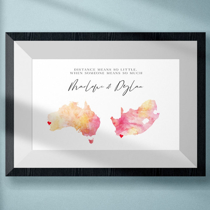 Custom Love Map Printable, Long Distance Relationship Map, Long Distance Family Gift, Couples Gift, Two Locations Love Map, Christmas Gift