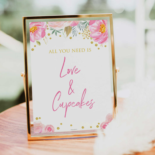 love and cupcakes, printable bridal shower games, blush floral bridal shower games, fun bridal shower games