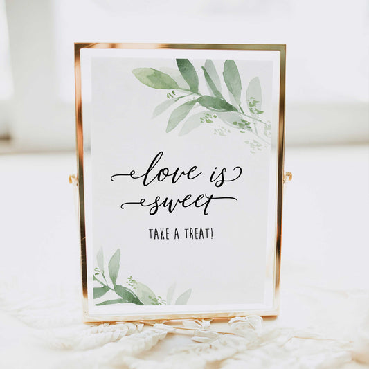 love is sweet sign, greenery bridal shower, fun bridal shower games, bachelorette party games, floral bridal games, hen party ideas