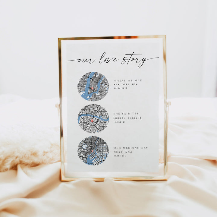 Our Love Story Custom Map Printable, Met Engaged Married Map, Gifts Her, Gifts For Him, Christmas Gifts, Our Story So Far, PersonalisedOur Love Story Custom Map Printable, Met Engaged Married Map, Gifts Her, Gifts For Him, Christmas Gifts, Our Story So Far, Personalised