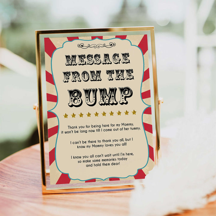 Circus message from the bump baby shower games, circus baby games, carnival baby games, printable baby games, fun baby games, popular baby games, carnival baby shower, carnival theme