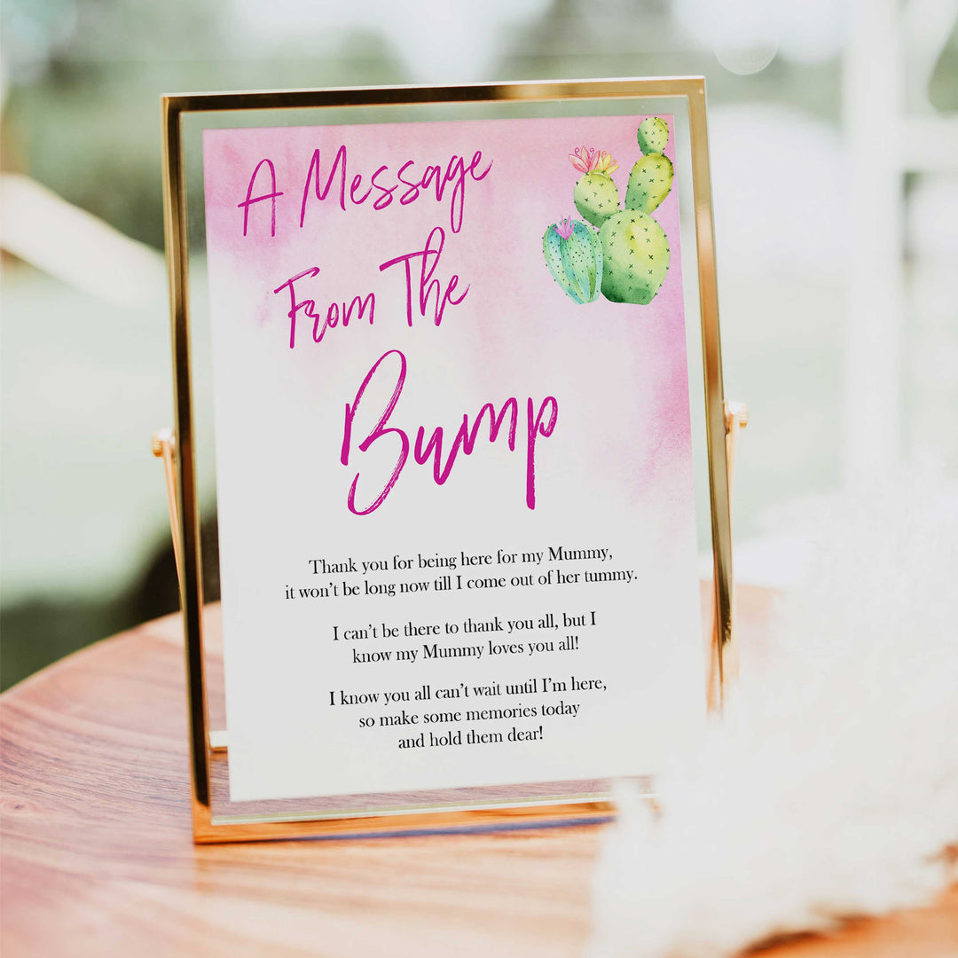 Cactus baby shower games, cactus message from the bump baby game, printable baby games, Mexican baby shower, Mexican baby games, fiesta baby games, popular baby games, printable baby games