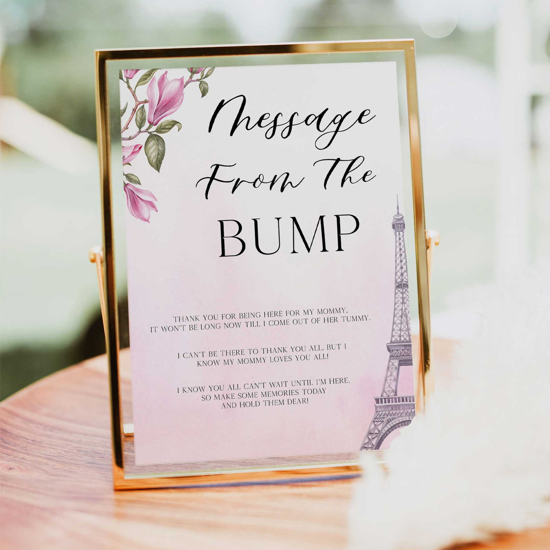 message from the bump baby game, Paris baby shower games, printable baby shower games, Parisian baby shower games, fun baby shower games