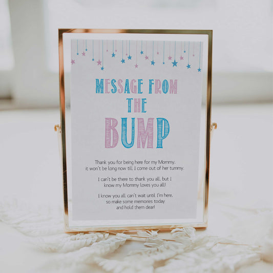 Gender reveal baby games, message from the bump baby game, gender reveal shower, fun baby games, gender reveal ideas, popular baby games, best baby games, printable baby games, gender reveal baby games